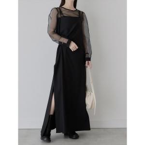 ワンピース レディース side drape cami dress/black