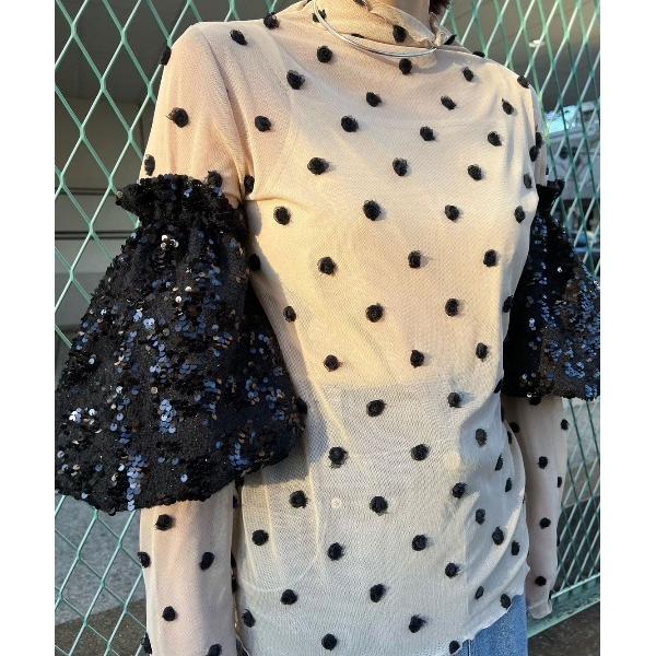 カーディガン SPANGLE SLEEVE TOP レディース