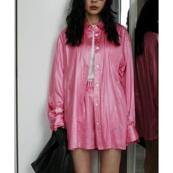 ブラウス シャツ CALENDERING SHIRT SET UP レディース