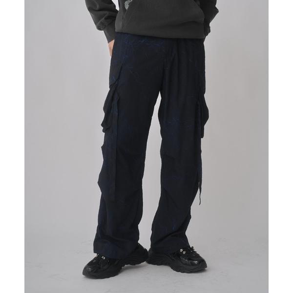 カーゴパンツ WRINKLE CRACK WIDE PARACHUTE CARGO PANTS メン...