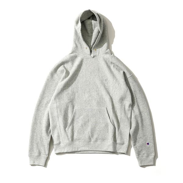 「Champion」 プルオーバーパーカー MEDIUM グレー メンズ