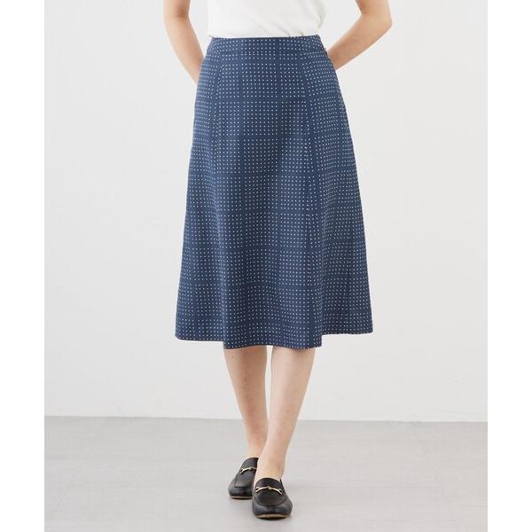 スカート 「洗える」ブロックドットプリント フレアー スカート