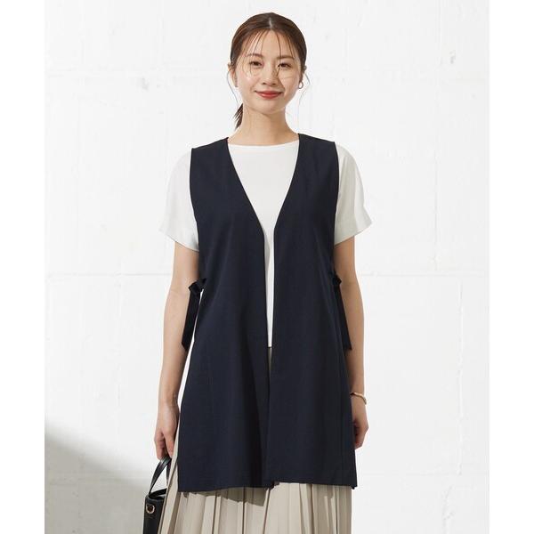 ベスト ジレ リネンライクジャージー ロング ジレ レディース