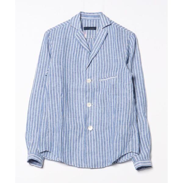 メンズ 「LARDINI」 ストライプ柄テーラードジャケット XX-SMALL ブルー