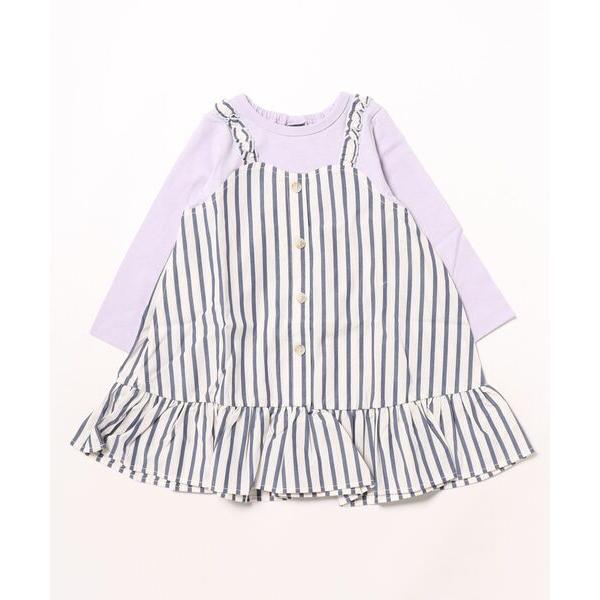 ワンピース ストライプキャミ重ね着風ワンピース キッズ 子供服 女の子