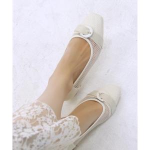 パンプス 「4E幅広・大きいサイズ」2.5cmヒール メッシュパンプス