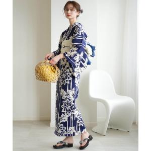 浴衣 手染め注染浴衣3点セット utatane×注染工房 藍色に万華鏡 レディース
