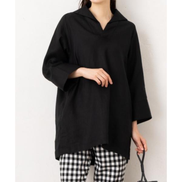 チュニック フレンチリネンセーラー風シャツチュニック