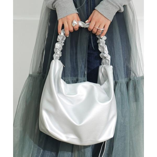 ショルダーバッグ バッグ ギャザーハンドル ナイロン フェイクレザー 2WAY ショルダー トート ...