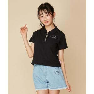 tシャツ Tシャツ キッズ ショート丈ハーフ星ZIPリブトップス