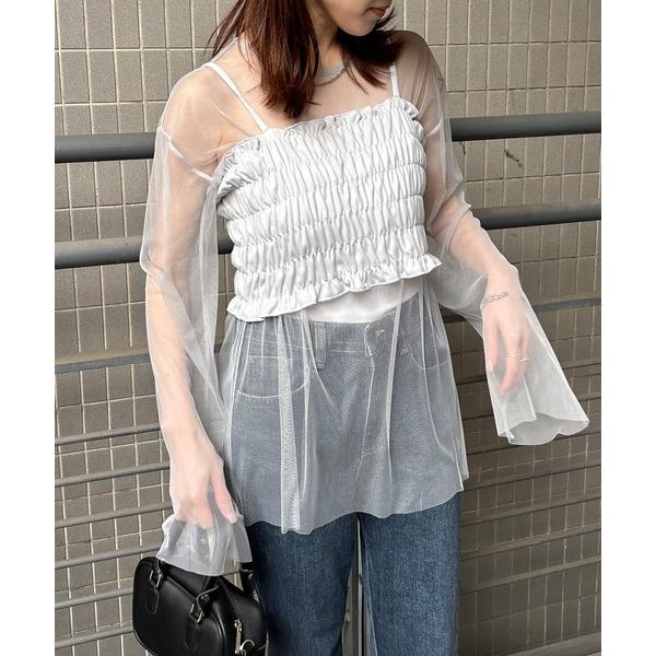 アンサンブル 「ISOOK / アイスー」ビスチェ付きシアーチュールトップス / セットアイテム 2...