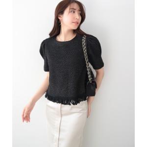 tシャツ タッセルヘムツイードトップス レディース