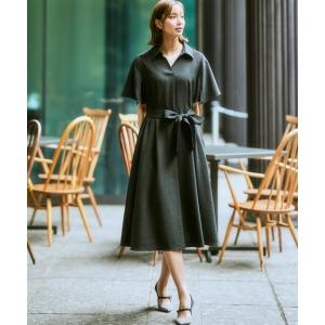 ワンピース 麻調合繊ミディ丈フレアワンピース（しわになりにくい・接触冷感・ＵＶカット・洗える）