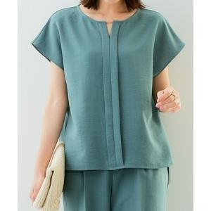 ブラウス シャツ 麻調合繊フロントタックブラウス（しわになりにくい・接触冷感・ＵＶカット・洗える） レディース