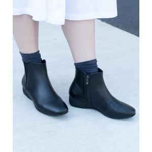 ブーツ 「fuwaraku」 幅広 3E 防水 ショートブーツ 「3.5cmヒール」 「22.0cm〜25.5cm」 レディース