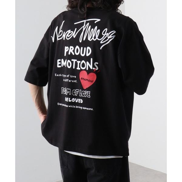 tシャツ オーバーサイズ ポケ付き刺繍＆バックプリント ヘビーウエイト半袖Tシャツ メンズ レディー...