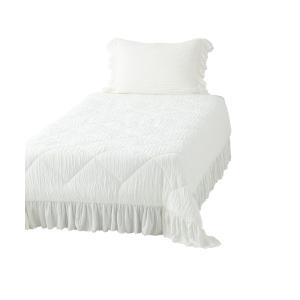 レディース ベッド 寝具 ふわくしゅ 肌掛けふとん フリル シングル ホワイトの商品画像