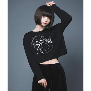 レディース tシャツ Tシャツ お猫様りぼんクロップドロンTEE｜zozo