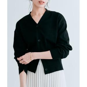 カーディガン すっきりシルエットでバランス ショート丈 Vネック カーディガン レディース
