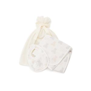 出産祝い 「ラッピング済み」「BABY」ベア３重ガーゼブランケット＆スタイSET