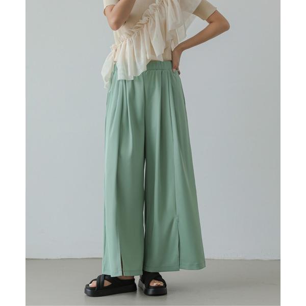 ジーンズ デニム デニムパンツ フロントスリットワイドパンツ レディース
