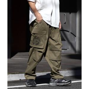 カーゴパンツ 「STARTER /スターター」 ロゴ刺繍ポリストレッチ膝タックカーゴパンツ メンズ