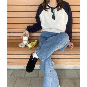 tシャツ ラグランクロップドロンＴ(kiharu select) / ラグランスリーブ ショート丈 長袖 Ｔシャツ 無地 レディース