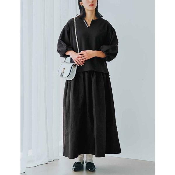 セットアップ リブ　イン　コンフォート　くぼっちとコラボ　トップスとタンクワンピースのブラックセレモ...