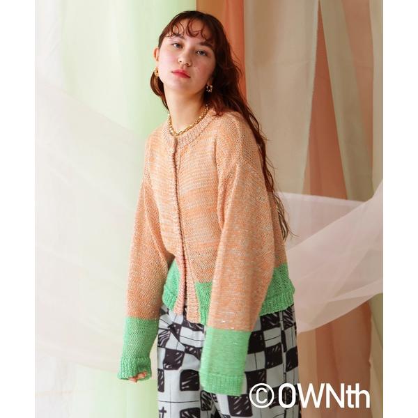 カーディガン スパンコール透かし編みニットカーディガン レディース