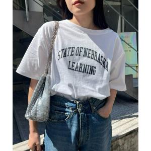 tシャツ Tシャツ レディース USAコットンアソートロゴ裾ラウンドTEE