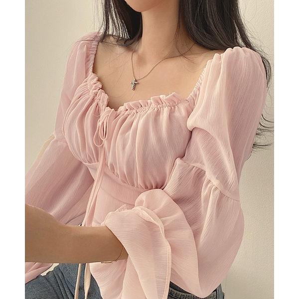 ブラウス シャツ Nia(ニア)/シースルーボリュームフリルブラウス レディース