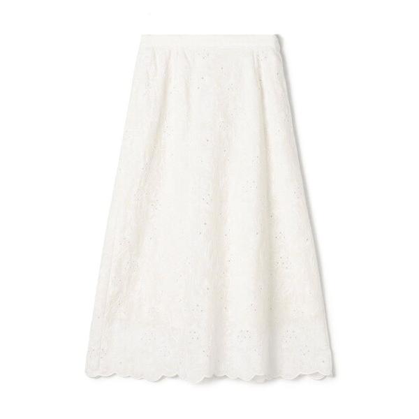 スカート ボイルフラワーエンブロイダリー セミフレアスカート