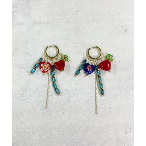 ピアス 「HIKA」クリスタルフラワーハート ピアス レディース メンズ