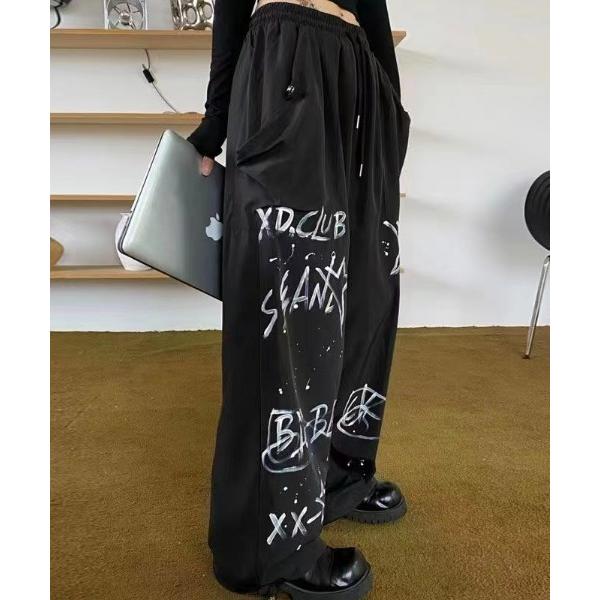 カーゴパンツ グラフィック ロゴ スター Y2K ストリートデザイン ドローコード ルーズ  スラッ...
