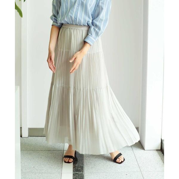 スカート シフォンジョーゼットティアードプリーツスカート