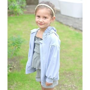 ラッシュガード 「SWIM」フリルフードボリューム袖ラッシュガード「子供服」「キッズ」「女の子」 キッズ 子供 女の子