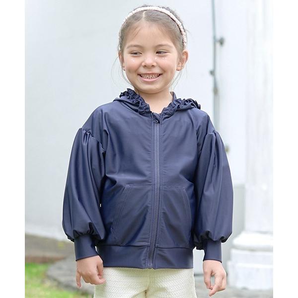 ラッシュガード 「SWIM」フリルフードボリューム袖ラッシュガード キッズ 子供 女の子