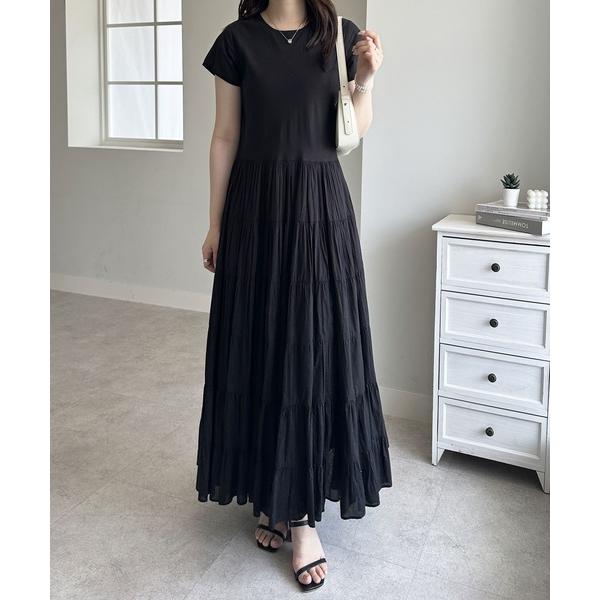 ワンピース 綿100％ボリュームティアードワンピース