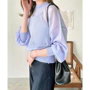 カーディガン 2wayシャイニーシアークルーネックカーディガン レディース