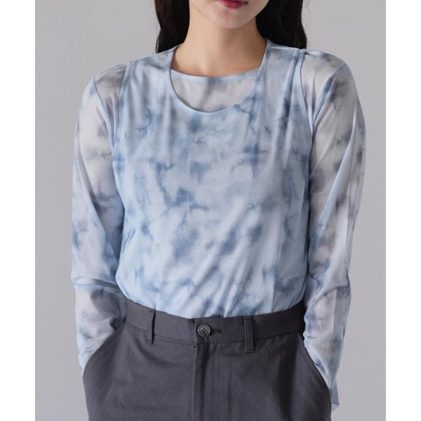 tシャツ sheer marble layered tops レディース
