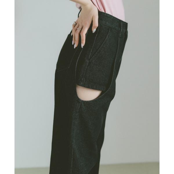 ジーンズ デニム デニムパンツ サイドカットアウトデニム/レイヤードパンツ「SMLサイズ展開」 レデ...