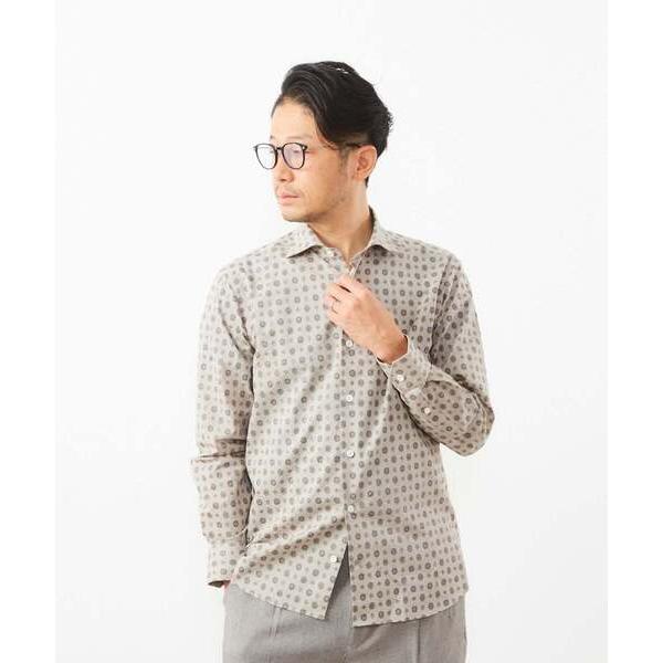 シャツ HITOYOSHI Wネーム ジオメトリックプリントワイドカラーシャツ メンズ