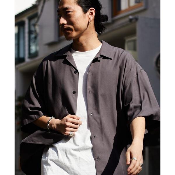 「FREAK&apos;S STORE」 7分袖シャツ MEDIUM チャコールグレー メンズ