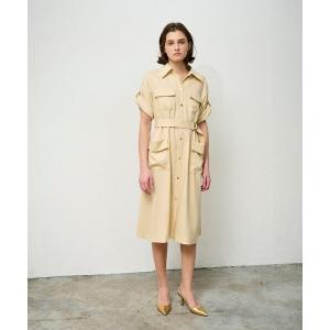 ワンピース リネンタッチサファリドレス