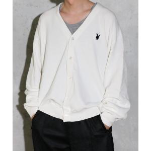 カーディガン メンズ PLAYBOY / プレイボーイ RABBIT V-NECK CARDIGAN ラビット Vネック ワンポイント カーディガン