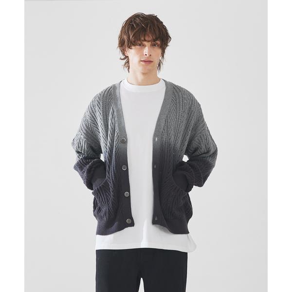 カーディガン 「透かし編み」グラデーション シアー カーディガン メンズ レディース