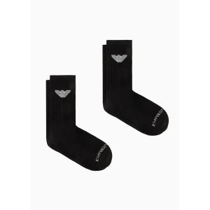 靴下 メンズ 「エンポリオ アルマーニ」 ソックス2足セット テリークロス スポーツロゴの商品画像