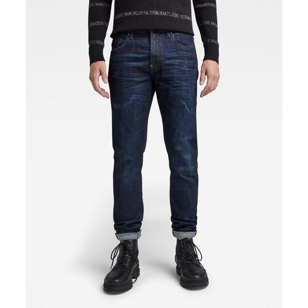 メンズ 「G-STAR RAW」 ダメージ加工デニムパンツ 33/30 ダークインディゴブルー