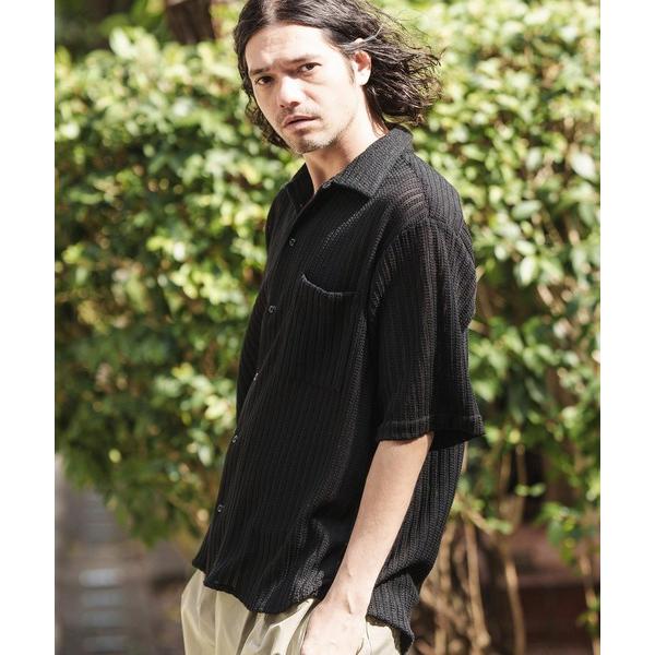 シャツ mhs2166- カギ針レギュラーカラー半袖シャツ メンズ