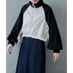 ブルゾン ジャンバー クロップドバイカラートラックジャケット レディース